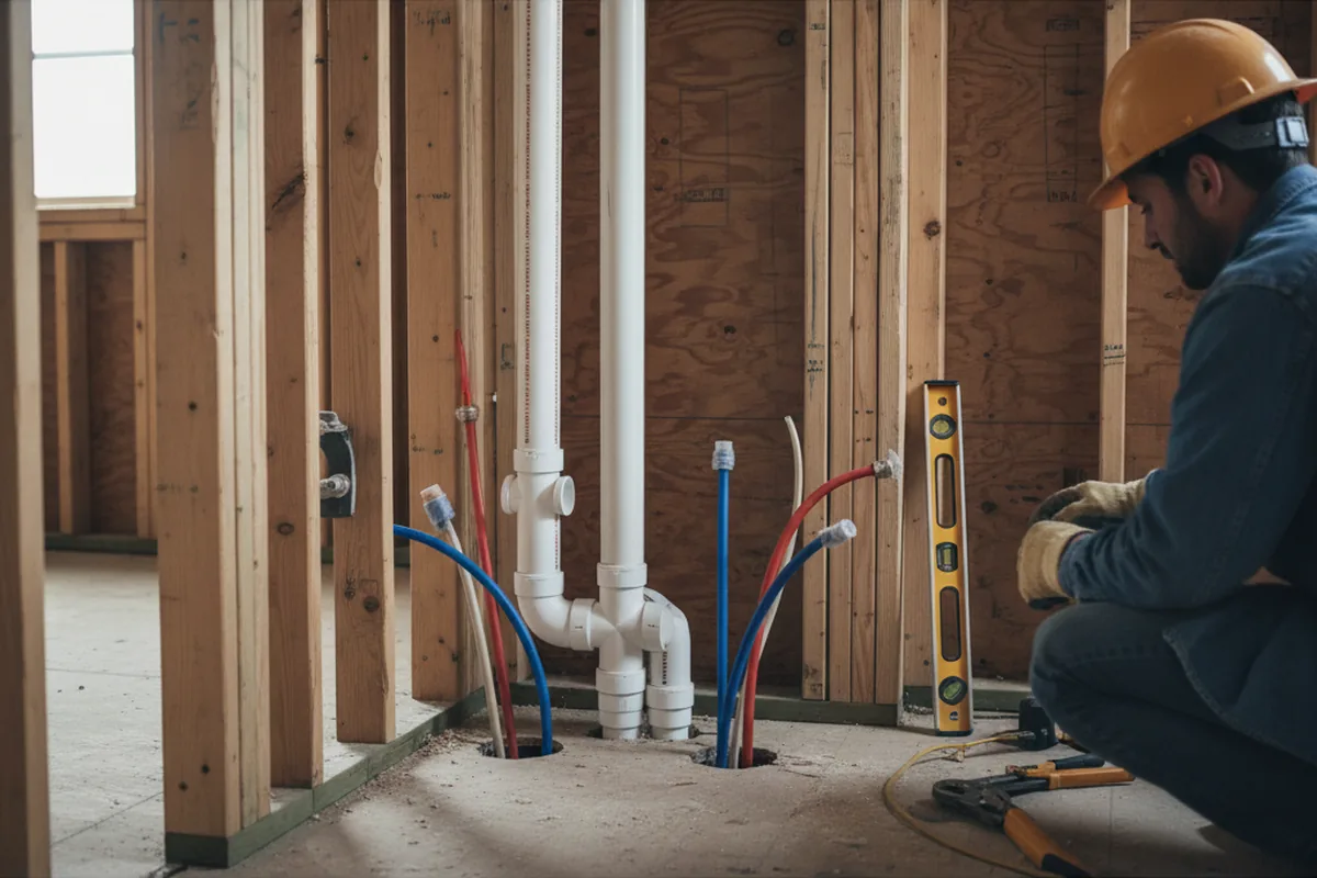 Drain and supply rough-in during Drain Cleaning in Prattville